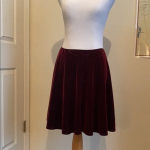 Wine red velvet skater skirt (US 10)